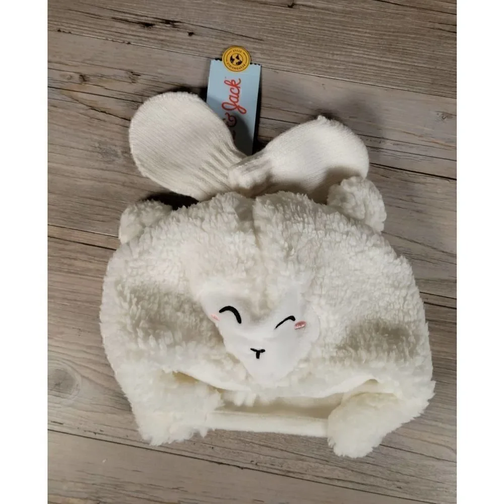Cat & Jack Critter Beanie and Basic Magic Mitten Set 6-12M